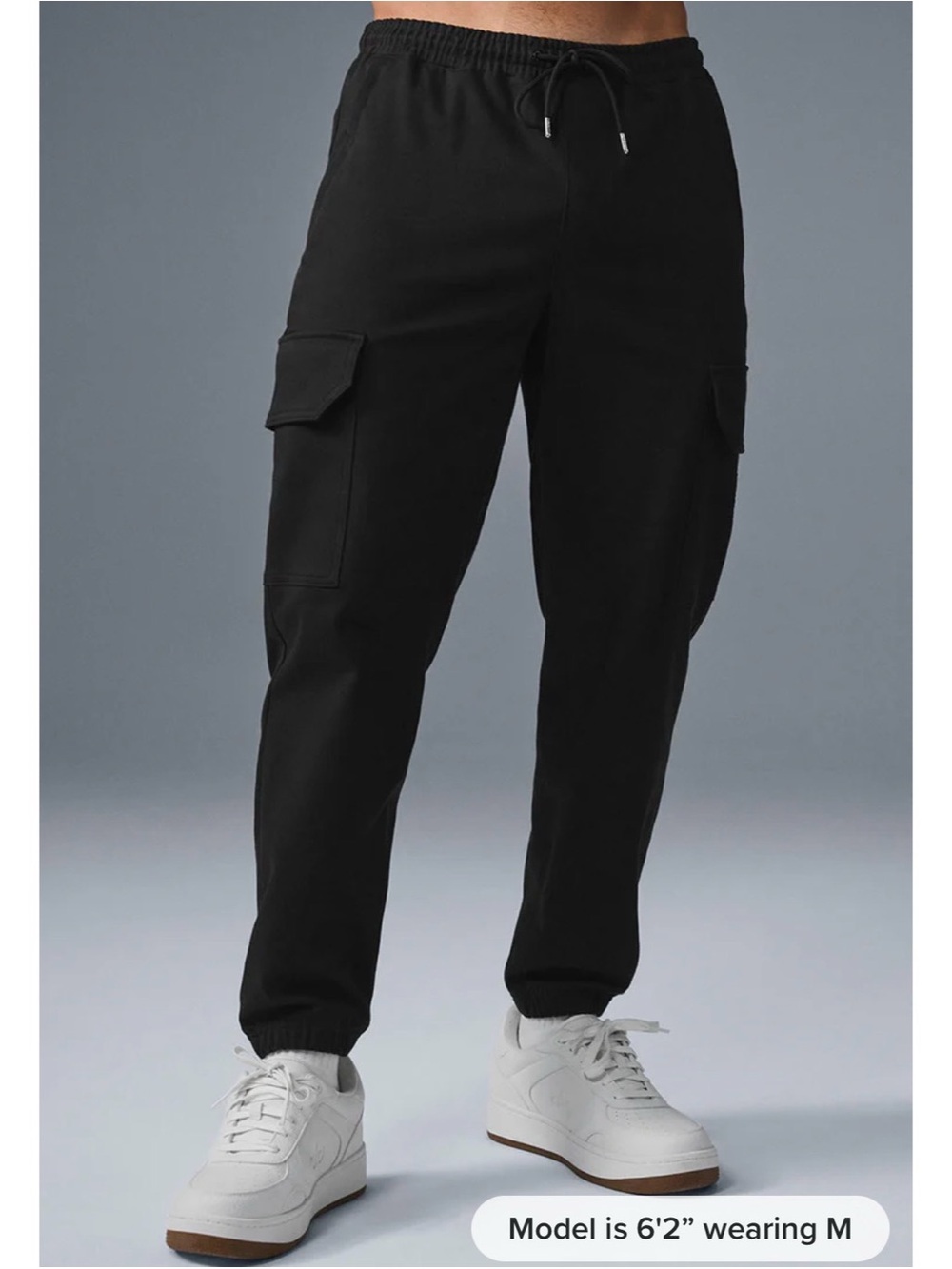 Men's Black Cargo Jogger Pants - Casual Drawstring Trousers